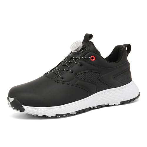 FJJLOVE Golfschuhe Für Frauen Und Mädchen, wasserdichte Spikeless Golfschuhe Mikrofaserleder rutschfeste Golfschuhe,Schwarz,39 EU von FJJLOVE