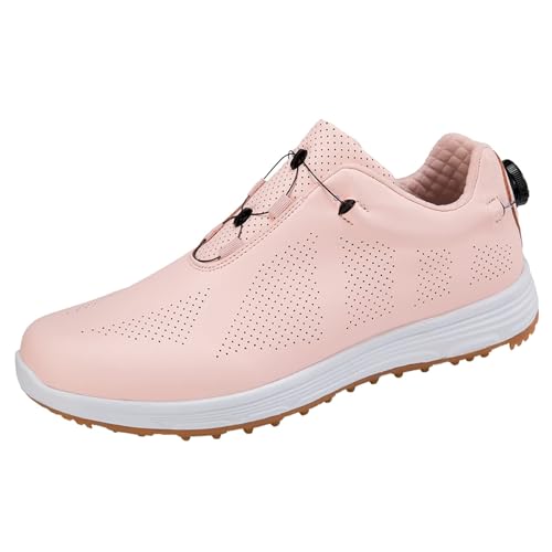 FJJLOVE Golfschuhe Für Herren Sipkeless Slip-On Golfer Training Sneakers Outdoor Leichte Wanderschuhe,Rosa,38 EU von FJJLOVE