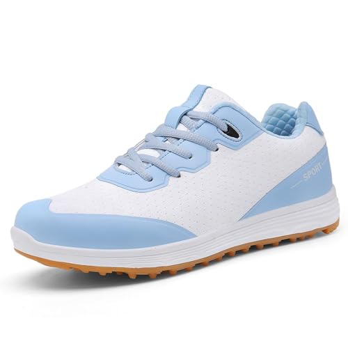 FJJLOVE Golfschuhe ohne Spikes wasserdichte Golf Gym Training Turnschuhe Bequeme Wanderschuhe für Golfer,Blau,39 EU von FJJLOVE