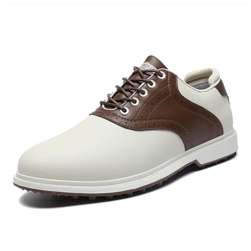 FJJLOVE Herren Golfschuhe Bequeme rutschfeste Freizeitsportschuhe zum Golfen Leichte männliche Outdoor-Anti-Rutsch-Wanderschuhe,Braun,40 EU von FJJLOVE