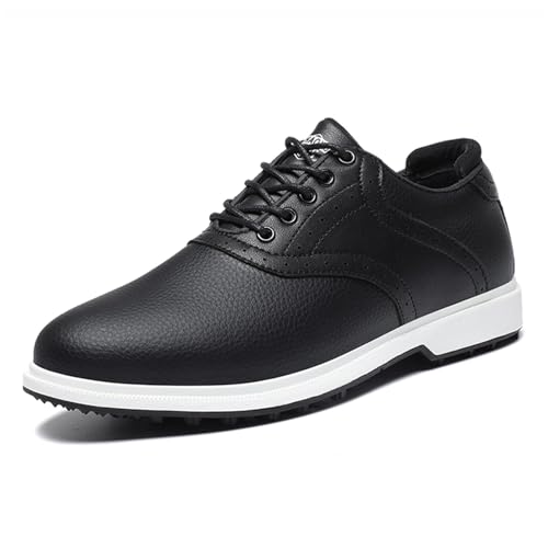 FJJLOVE Herren Golfschuhe Bequeme rutschfeste Freizeitsportschuhe zum Golfen Leichte männliche Outdoor-Anti-Rutsch-Wanderschuhe,Schwarz,39 EU von FJJLOVE