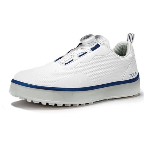 FJJLOVE Herren Golfschuhe Leichtgewicht Bequeme Slip-On Turnschuhe Golfen Spikeless Sport Walking Sneakers Große Größe,Blau,44 EU von FJJLOVE