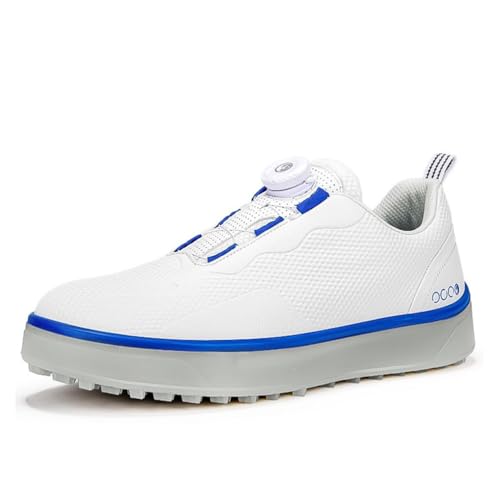 FJJLOVE Herren Golfschuhe Leichtgewicht Bequeme Slip-On Turnschuhe Golfen Spikeless Sport Walking Sneakers Große Größe,Weiß,42 EU von FJJLOVE