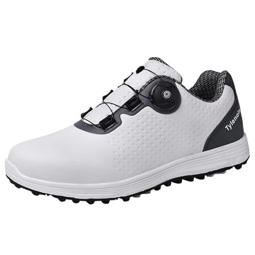 FJJLOVE Herren Golfschuhe Mode Turnschuhe für Golfer Tennis Walking Outdoor Casual Spikless Workout Schuhe,Grau,44 EU von FJJLOVE