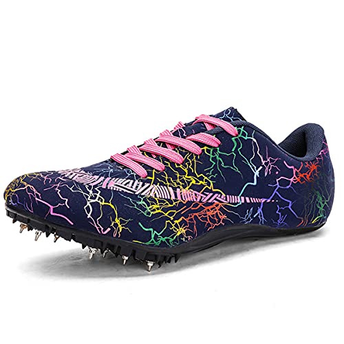 FJJLOVE Männer Damen Track & Field Schuhe, Spikes Laufende Turnschuhe Leichte Springschuhe Für Jugendliche, Jungen Und Mädchen,Lila,36 EU von FJJLOVE