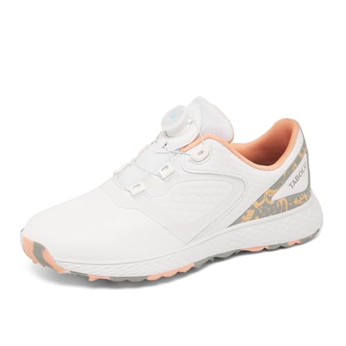 FJJLOVE Männer Frauen wasserdichte Golf Sport Turnschuhe, Anfänger Golfer Schuhe Anti Rutsch Flexible Casual Walking Sportschuhe,Rosa,43 EU von FJJLOVE