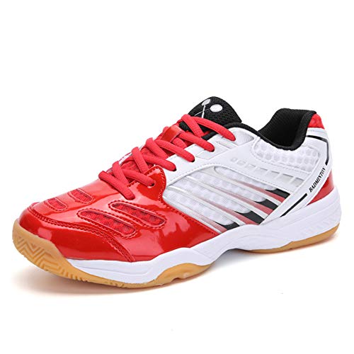 FJJLOVE Tischtennisschuhe, Leichte Badminton-Schuhe rutschfeste Hochleistungs-Ping-Pong-Schuhe Für Unisex,Rot,42 von FJJLOVE