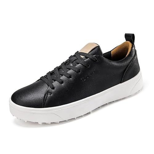 FJJLOVE wasserdichte Golfschuhe Für Männer Casual Flat Spikless Golfschuhe Leichte Outdoor-Wanderschuhe,Schwarz,44 EU von FJJLOVE
