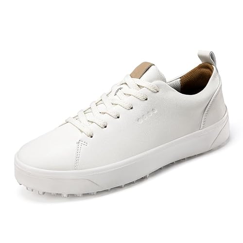 FJJLOVE wasserdichte Golfschuhe Für Männer Casual Flat Spikless Golfschuhe Leichte Outdoor-Wanderschuhe,Weiß,39 EU von FJJLOVE