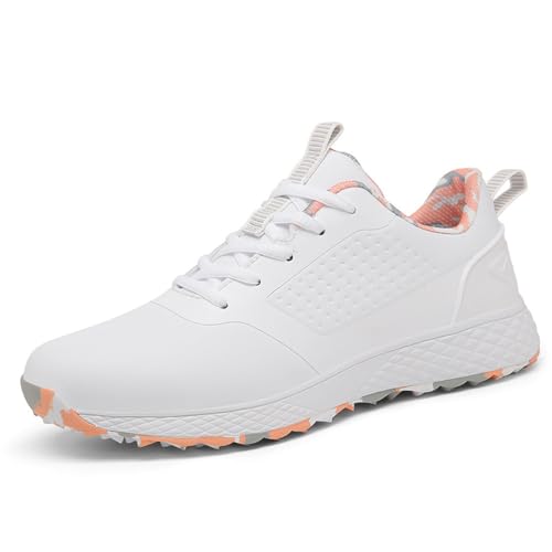 FJJLOVE wasserdichte Golfschuhe rutschfest Leichte Damen Bequeme Golf Sport Turnschuhe Trainer Professionelle Golfer Wanderschuhe,Rosa,39 EU von FJJLOVE