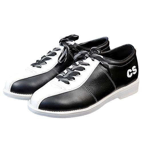 Leder Bowlingschuh, Unisex Lightweight Bowls Schuhe Lace Up Casual Fashion Trainer Atmungsaktive Indoor Sports Schuhe Für Herren Womens,Silber,43 von FJJLOVE