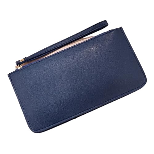 FJOADNVM Geldbeutel Damen Groß 5 Farben Brieftasche Frauen weibliche Karte PU Lange Brieftaschen Geldbörsen Damen schlanke Kartenhalter Geldbörse(Deep Blue) von FJOADNVM