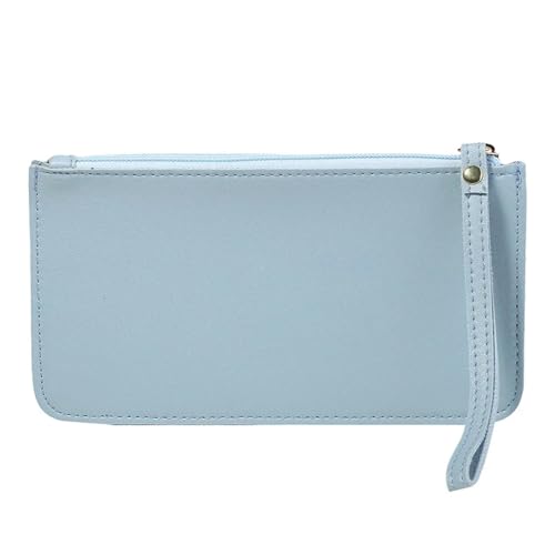 FJOADNVM Geldbeutel Damen Groß 5 Farben Brieftasche Frauen weibliche Karte PU Lange Brieftaschen Geldbörsen Damen schlanke Kartenhalter Geldbörse(Light Blue) von FJOADNVM