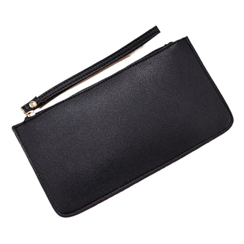 FJOADNVM Geldbeutel Damen Groß Brieftasche Frauen Handy Tasche Weibliche Karte PU Leder Lange Damen Brieftaschen Und Geldbörsen Schlanke Halter Geldbörse(Black) von FJOADNVM