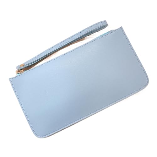 FJOADNVM Geldbeutel Damen Groß Brieftasche Frauen Handy Tasche Weibliche Karte PU Leder Lange Damen Brieftaschen Und Geldbörsen Schlanke Halter Geldbörse(Light Blue) von FJOADNVM