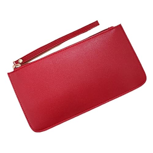 FJOADNVM Geldbeutel Damen Groß Brieftasche Frauen Handy Tasche Weibliche Karte PU Leder Lange Damen Brieftaschen Und Geldbörsen Schlanke Halter Geldbörse(Red) von FJOADNVM