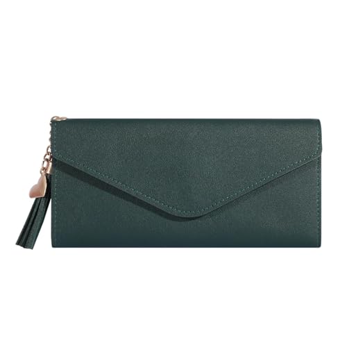 FJOADNVM Geldbeutel Damen Groß Brieftasche Frauen Lange Stil Große Marke Handtasche Trendy Tasche(Green) von FJOADNVM
