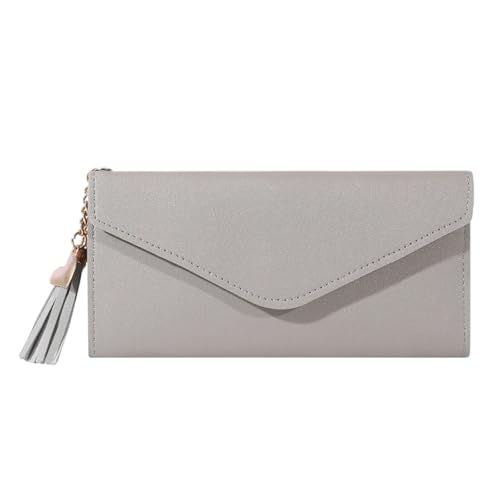 FJOADNVM Geldbeutel Damen Groß Brieftasche Frauen Lange Stil Große Marke Handtasche Trendy Tasche(Grey) von FJOADNVM