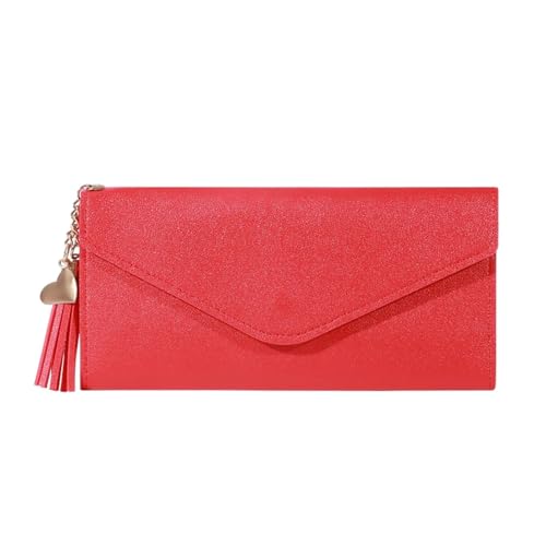 FJOADNVM Geldbeutel Damen Groß Brieftasche Frauen Lange Stil Große Marke Handtasche Trendy Tasche(Red) von FJOADNVM