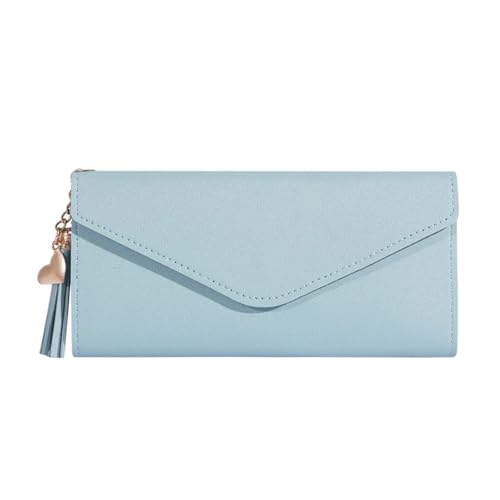 FJOADNVM Geldbeutel Damen Groß Brieftasche Frauen Lange Stil Große Marke Handtasche Trendy Tasche(Sky Blue) von FJOADNVM