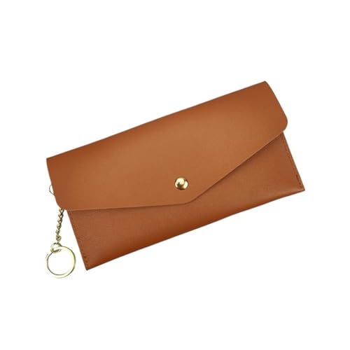 FJOADNVM Geldbeutel Damen Groß Damen Geldbörse Lange Trend Schlanke PU Leder Multi-Card Tasche Kreditkartenhalter Hasp Clutch Geldbeutel Handtasche(Light Brown) von FJOADNVM