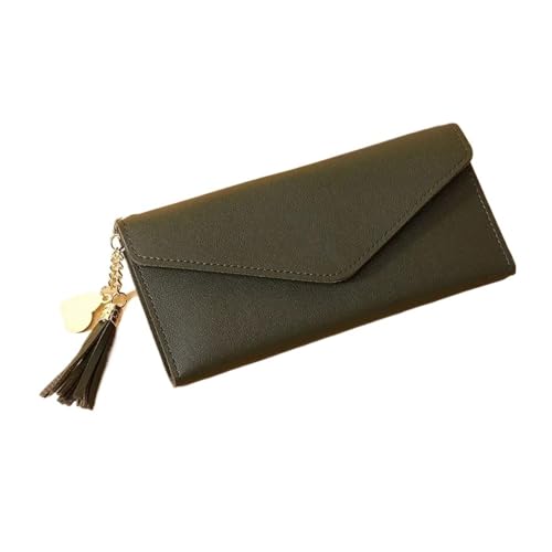 FJOADNVM Geldbeutel Damen Groß Damen Geldbörsen Einfache Reißverschluss Schwarz Weiß Grau Rot Langer Abschnitt Clutch Brieftasche Weiches PU Leder Frau Geldbeutel(DarkGreen) von FJOADNVM