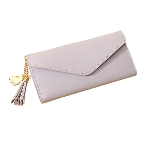 FJOADNVM Geldbeutel Damen Groß Damen Geldbörsen Einfache Reißverschluss Schwarz Weiß Grau Rot Langer Abschnitt Clutch Brieftasche Weiches PU Leder Frau Geldbeutel(LightGrey) von FJOADNVM