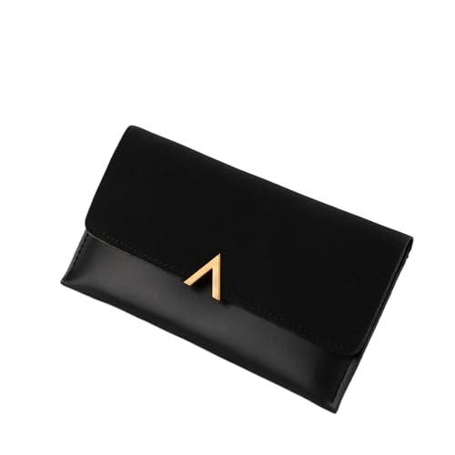 FJOADNVM Geldbeutel Damen Groß Damen Geldbörsen Hasp Lady Geldbeutel Reißverschluss Münzgeldbörse Frau Umschlag Brieftasche Geldkarten ID Halter Taschen Tasche(Black) von FJOADNVM