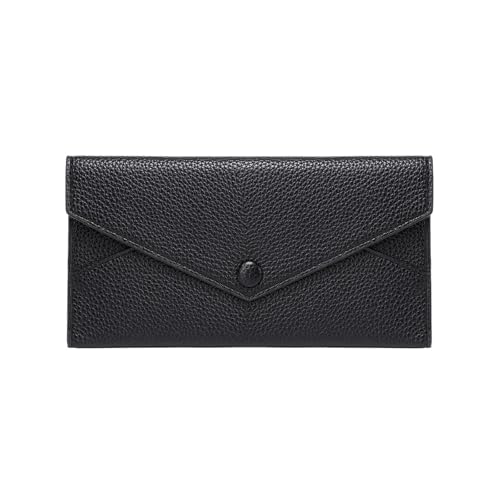 FJOADNVM Geldbeutel Damen Groß Damen Lange Geldbörse Umschlagschnalle Litschi-Korn Clutch Große Kapazität Multi-Kartensteckplatz Münzgeldbörse Damengeldbörse(Black) von FJOADNVM