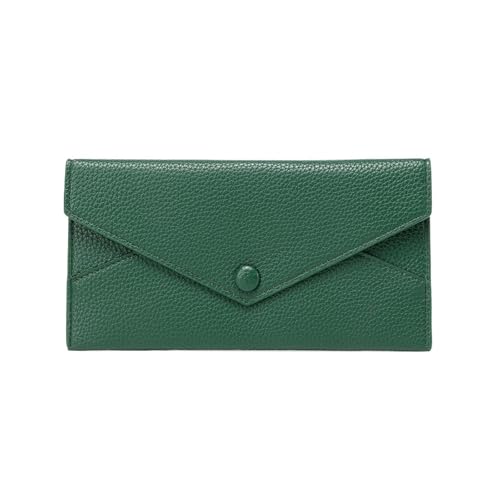 FJOADNVM Geldbeutel Damen Groß Damen Lange Geldbörse Umschlagschnalle Litschi-Korn Clutch Große Kapazität Multi-Kartensteckplatz Münzgeldbörse Damengeldbörse(Green) von FJOADNVM