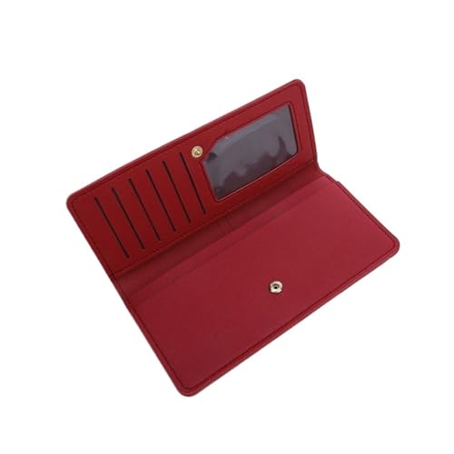 FJOADNVM Geldbeutel Damen Groß Frauen Brieftaschen Aus Echtem Leder Weibliche Lange Brieftasche Reißverschluss Tasche Multicolor Splicing Wild(Wine red) von FJOADNVM