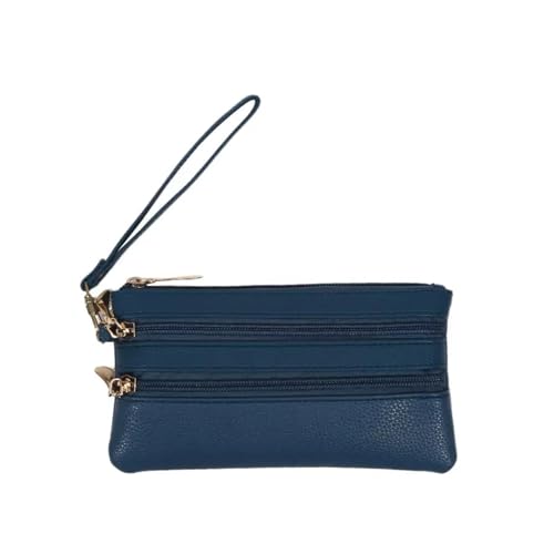 FJOADNVM Geldbeutel Damen Groß Frauen Lange DREI Schichten Brieftaschen Leder Geldbörsen for Damen Geld Tasche Karte Halter Telefon Kupplung(Blue) von FJOADNVM