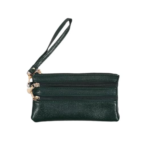 FJOADNVM Geldbeutel Damen Groß Frauen Lange DREI Schichten Brieftaschen Leder Geldbörsen for Damen Geld Tasche Karte Halter Telefon Kupplung(Green) von FJOADNVM