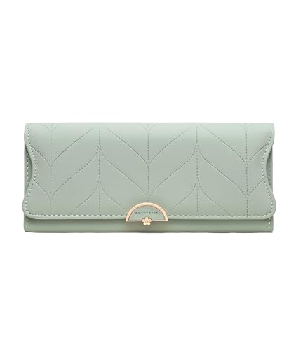 FJOADNVM Geldbeutel Damen Groß Frauen Lange Geldbörse Kleine Frische Plaid Schnalle Falten Halten Tasche Große Kapazität Frauen MUL(Green) von FJOADNVM