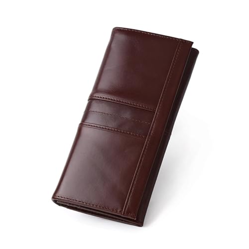 FJOADNVM Geldbeutel Damen Groß Frauen Leder Brieftasche Lange Multifunktions Visitenkarte Halter Geldbörse Weiblichen Geldbeutel(Coffee) von FJOADNVM