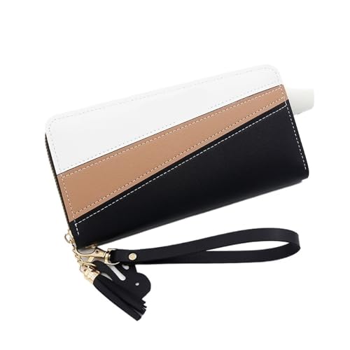 FJOADNVM Geldbeutel Damen Groß Lange Damen-Geldbörsen, süße multifunktionale Clutch, Damen-Geldbörse, Kartenhalter, Luxus-PU-Leder(Black) von FJOADNVM