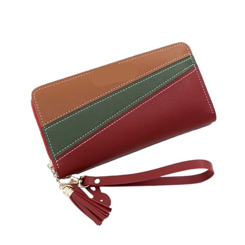 FJOADNVM Geldbeutel Damen Groß Lange Damen-Geldbörsen, süße multifunktionale Clutch, Damen-Geldbörse, Kartenhalter, Luxus-PU-Leder(Red) von FJOADNVM