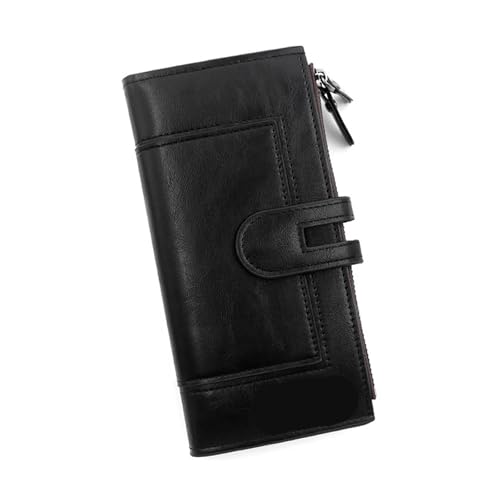 FJOADNVM Geldbeutel Damen Groß Lange Damenbrieftasche, Tragetasche aus PU-Leder for mehrere Karten(Black) von FJOADNVM