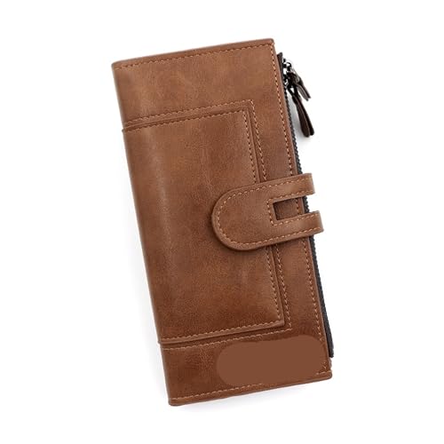 FJOADNVM Geldbeutel Damen Groß Lange Damenbrieftasche, Tragetasche aus PU-Leder for mehrere Karten(Chocolate) von FJOADNVM