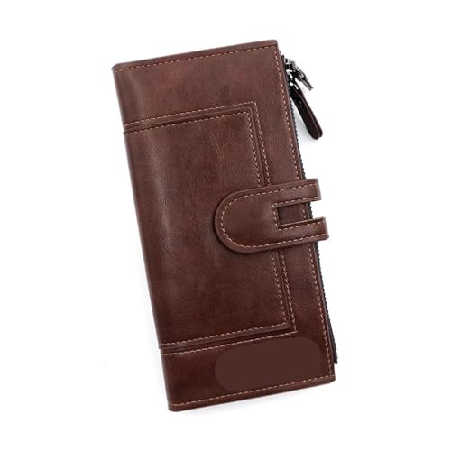 FJOADNVM Geldbeutel Damen Groß Lange Damenbrieftasche, Tragetasche aus PU-Leder for mehrere Karten(Coffee) von FJOADNVM