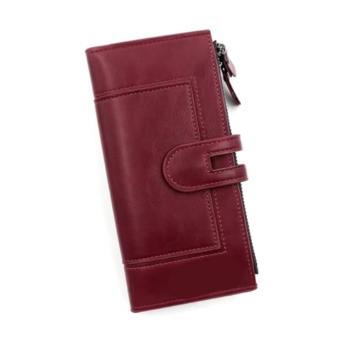 FJOADNVM Geldbeutel Damen Groß Lange Damenbrieftasche, Tragetasche aus PU-Leder for mehrere Karten(Red) von FJOADNVM