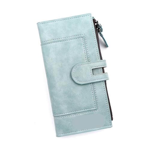 FJOADNVM Geldbeutel Damen Groß Lange Damenbrieftasche, Tragetasche aus PU-Leder for mehrere Karten(Sky Blue) von FJOADNVM