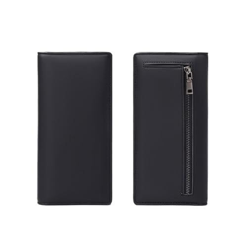 FJOADNVM Geldbeutel Damen Groß Lange Geldbörse PUdouble Folding Wallet Multifunktionale Damen Münz-Kreditkartentasche Handtasche(Black) von FJOADNVM