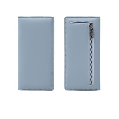 FJOADNVM Geldbeutel Damen Groß Lange Geldbörse PUdouble Folding Wallet Multifunktionale Damen Münz-Kreditkartentasche Handtasche(Blue) von FJOADNVM
