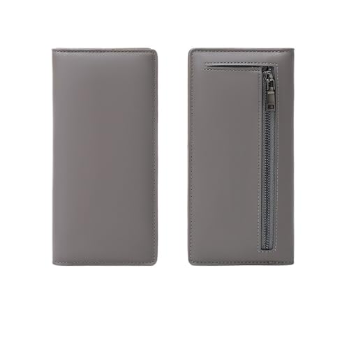 FJOADNVM Geldbeutel Damen Groß Lange Geldbörse PUdouble Folding Wallet Multifunktionale Damen Münz-Kreditkartentasche Handtasche(Gray) von FJOADNVM
