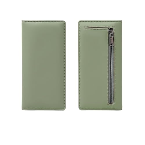 FJOADNVM Geldbeutel Damen Groß Lange Geldbörse PUdouble Folding Wallet Multifunktionale Damen Münz-Kreditkartentasche Handtasche(Green) von FJOADNVM