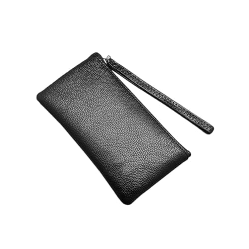 FJOADNVM Geldbeutel Damen Groß Lange Geldbörse mit Reißverschluss, Litschi-PU-Leder, Clutch, einfache Damenhandtasche, ultradünn, multifunktionale Tasche(Brown) von FJOADNVM