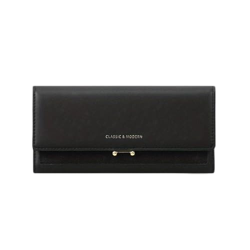 FJOADNVM Geldbeutel Damen Groß Luxus Frauen Brieftasche Lange Geldbörse Kupplung Große Kapazität Weibliche Brieftaschen Dame Telefon Tasche Karte Halter Carteras Mujer(Black) von FJOADNVM