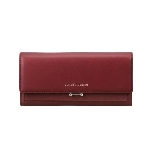 FJOADNVM Geldbeutel Damen Groß Luxus Frauen Brieftasche Lange Geldbörse Kupplung Große Kapazität Weibliche Brieftaschen Dame Telefon Tasche Karte Halter Carteras Mujer(Burgundy) von FJOADNVM
