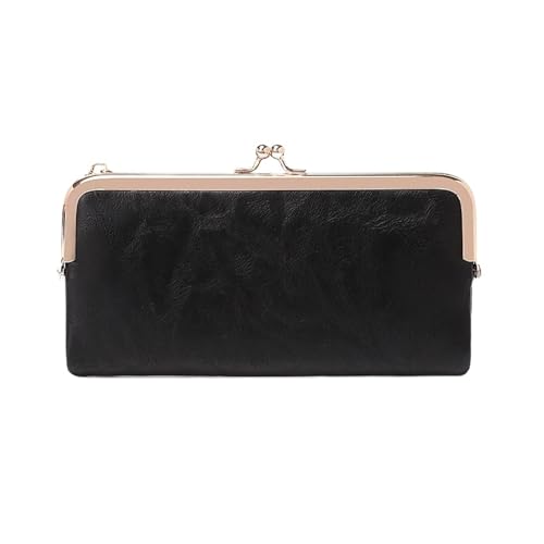 FJOADNVM Geldbeutel Damen Groß Multifunktionale Lange Geldbörse, Vintage Clutch, Münzbörse, Damen-Kartenhalter mit Reißverschluss(Black) von FJOADNVM